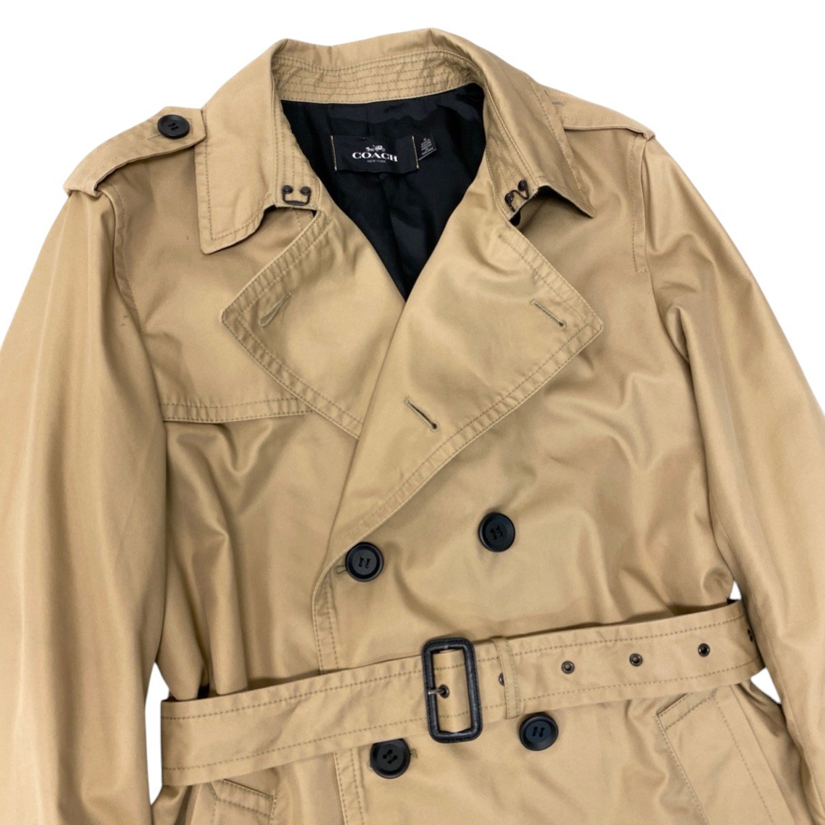 33h19 【美品】COACH コーチ トレンチコート スプリングコート ラムレザー F87431 Mサイズ ベージュ メンズ 男性用u02t