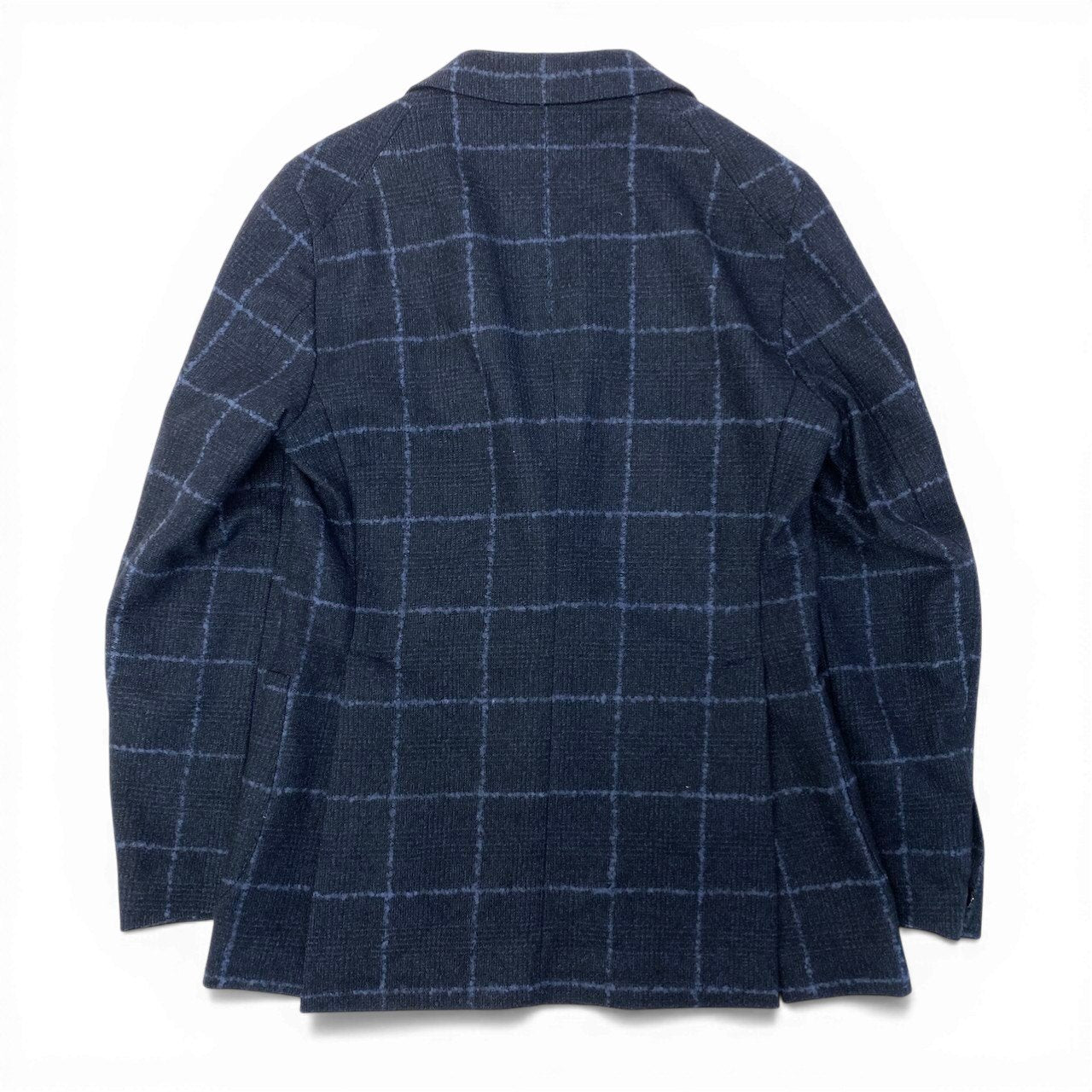 55c19 TAGLIATORE タリアトーレ テーラードジャケット メンズスーツ チェック柄 ウールジャケット ラベルピン メンズ 男性用 紳士服 44 ネイビーu02t