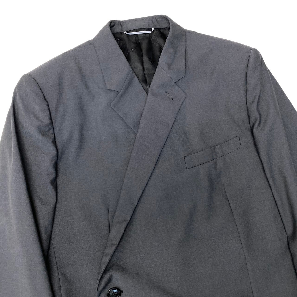 10j16【極美品】 DIOR ディオール テーラードジャケット シングル 1B 48 ダークグレー ウール シルク メンズ 紳士服u02t
