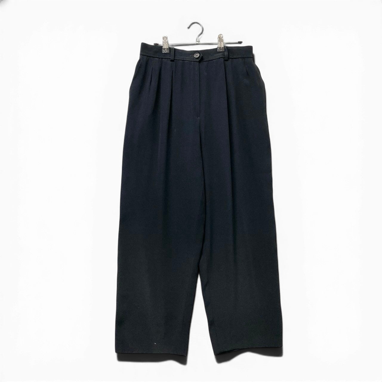 62g7 YVES SAINT LAURENT イヴサンローラン タックパンツ ワイドパンツ ボトムス サイズ38 ブラック レディース 女性用o07t