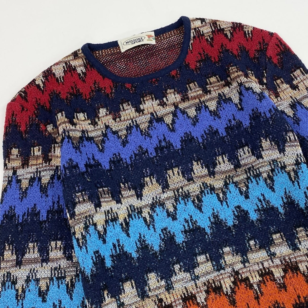 6d16 【美品】 MISSONI SPORT ミッソーニ ローゲージ ニットセーター ウールブレンド ロングスリーブニット サイズ44 マルチカラー メンズ 紳士服u02t