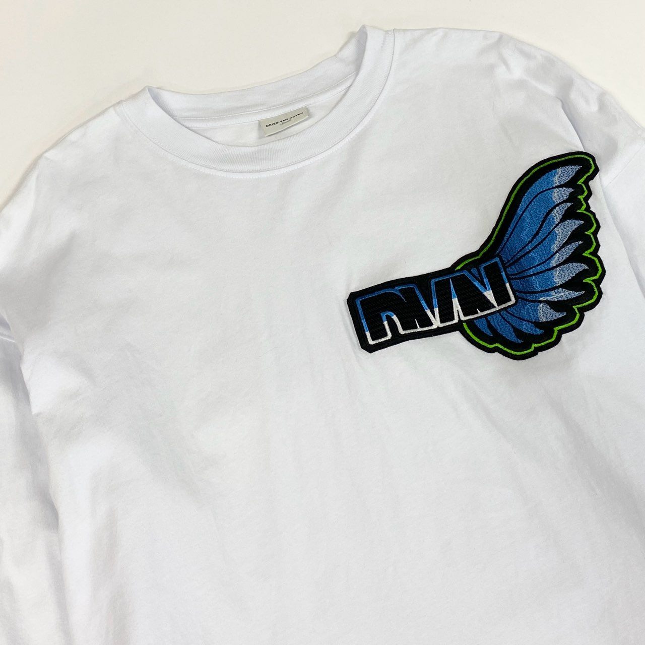 27a23 DRIES VAN NOTEN ドリスヴァンノッテン 23SS Wing Long Sleeve Tee ロンT サイズS ホワイト HEGLAND PR EMB M.K.JERSEYt18r