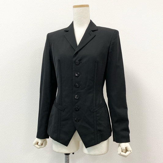 57h4 Jean Paul GAULTIER ジャンポールゴルチエ レースアップ テーラードジャケット 薄手 デザイン◎ サイズ40 ブラック レディース