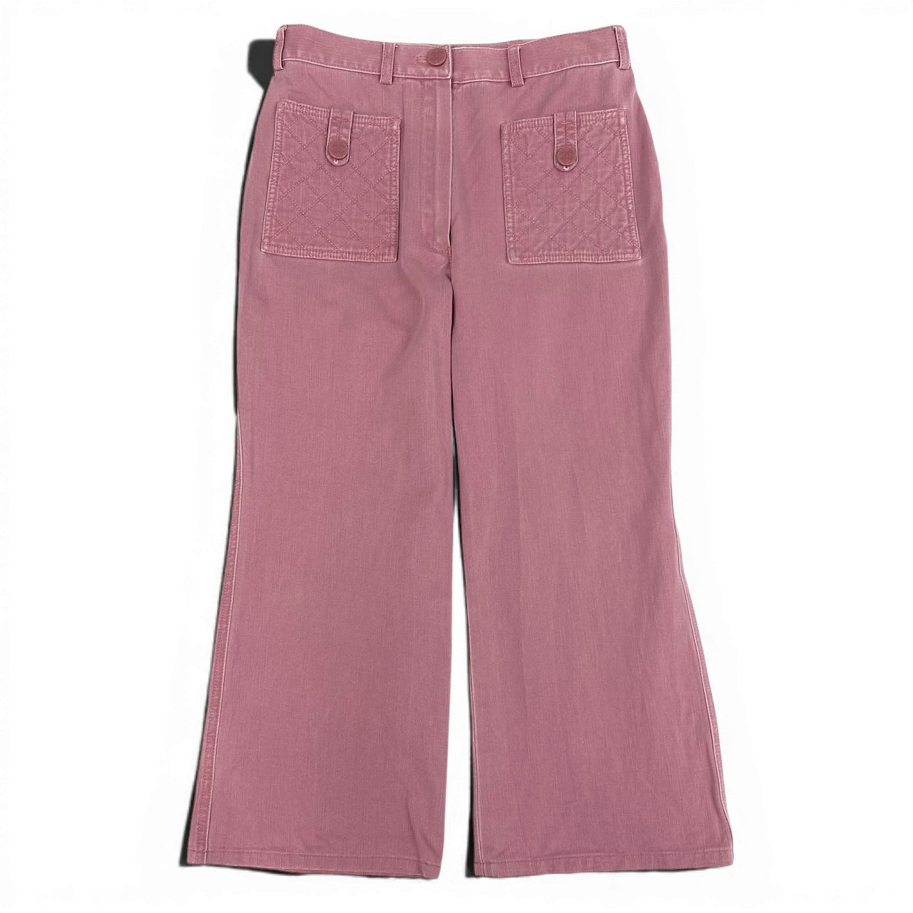 e1 CHANEL ココマーク マトラッセ クロップド丈デニム P22532V13443 38サイズ ピンク レディース 女性用ta1