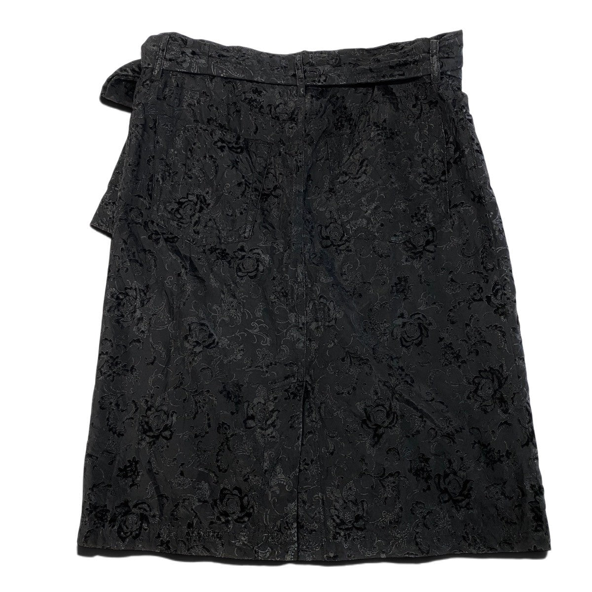 j16 tricot COMME des GARCONS 花柄巻きスカート AD2004 膝丈 日本製 ブラック レーヨン100％ レディース 女性用u02t