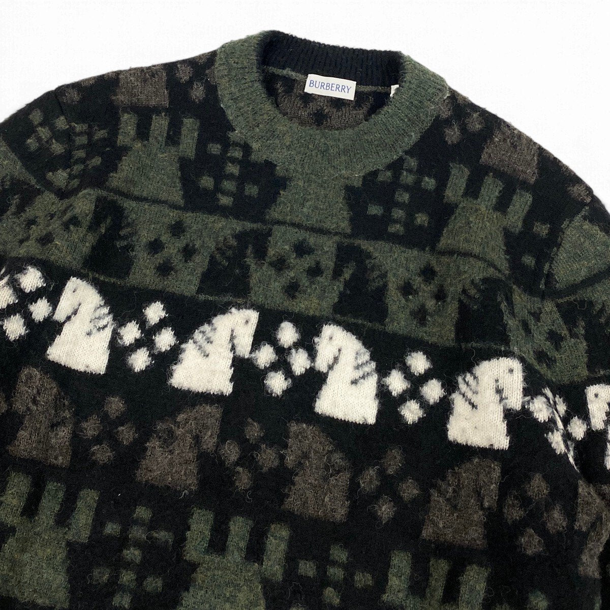 Mj9 【未使用タグ付】 BURBERRY バーバリー Chess  ウールブレンド ニットセーター 8076893 サイズXS マルチカラー メンズu02t