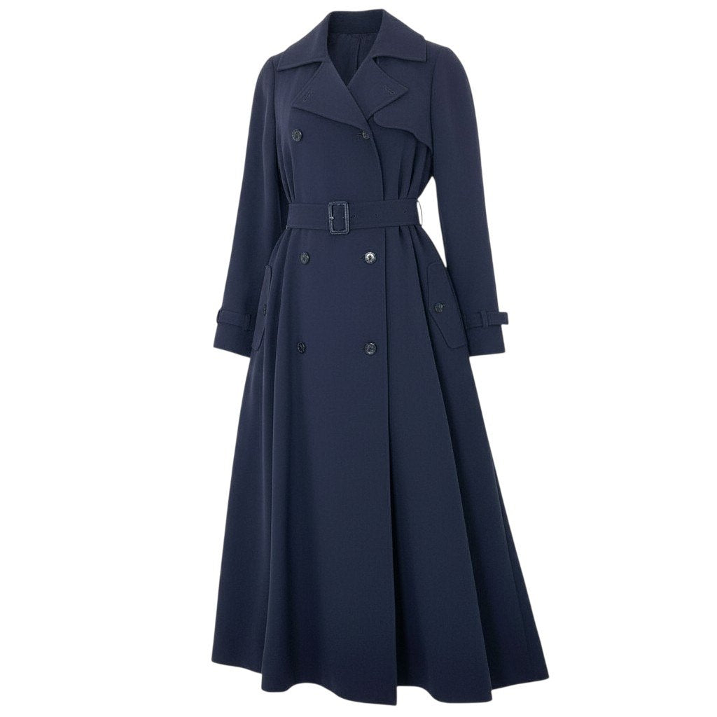 4a9 【極美品】MaxMara マックスマーラ トレンチコート スプリングコート ロングコート シフォン 36サイズ ネイビー レディースk02i