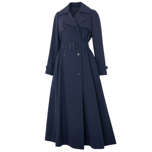 4a9 【極美品】MaxMara マックスマーラ トレンチコート スプリングコート ロングコート シフォン 36サイズ ネイビー レディースk02i