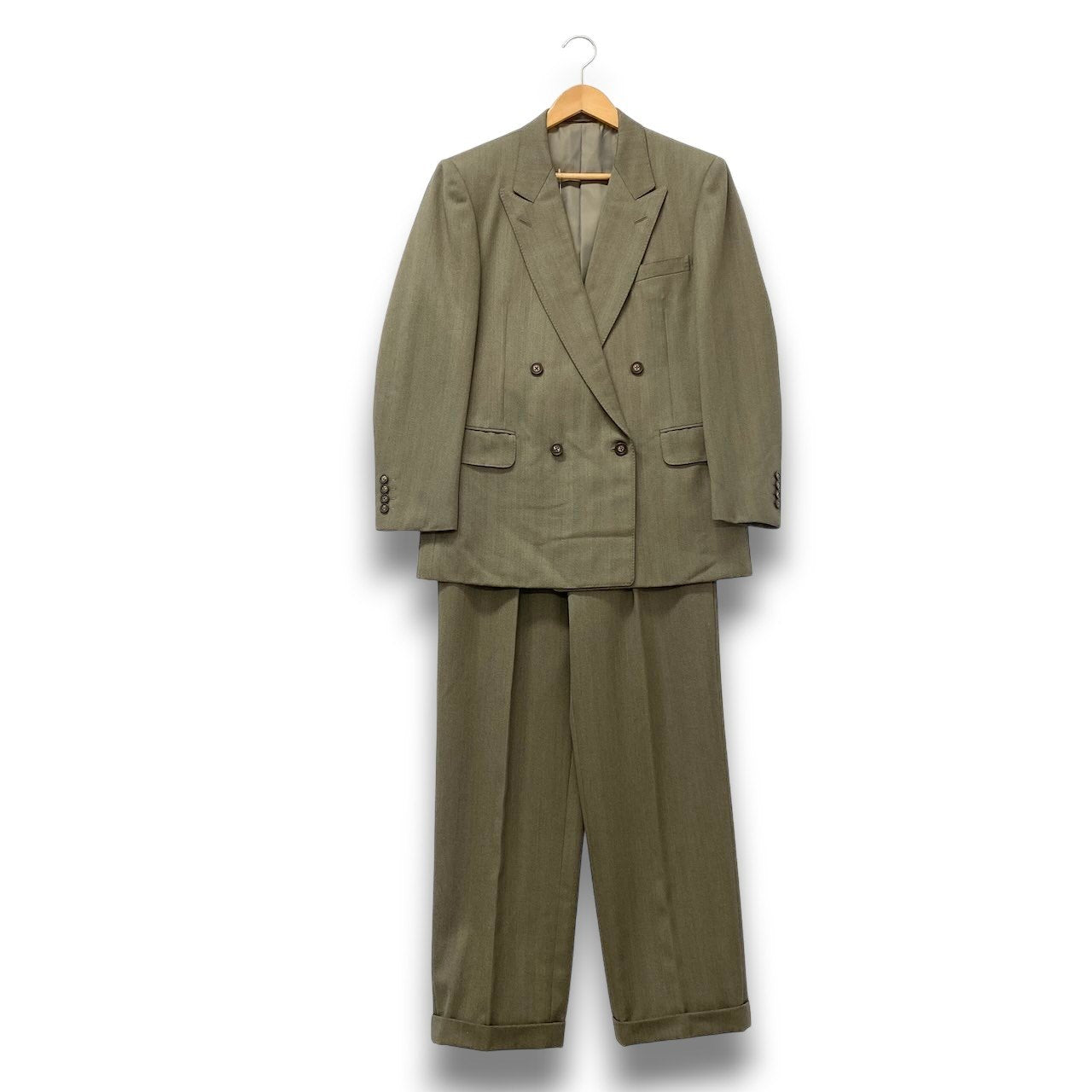 42c26 Burberrys バーバリーズ セットアップスーツ ウールジャケット 厚手 フォーマル ダブルブレスト メンズ 男性用 WF422-040-77 92-80-170A5 グレー系o07t