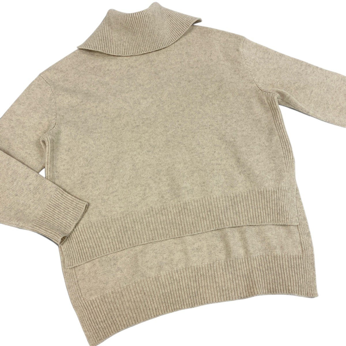 Ei4 【美品】 JIL SANDER ジルサンダー 2022AW タートルネック ニットセーター サイズ32 ベージュ ウール × ヤク レディースk02i