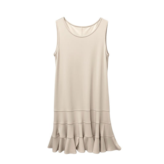 70b16 《美品》 TOKUKO 1er VOL トクコプルミエヴォル ノースリーブワンピース 裾フリル 膝丈 レディース 女性用 9 オフホワイトu02t