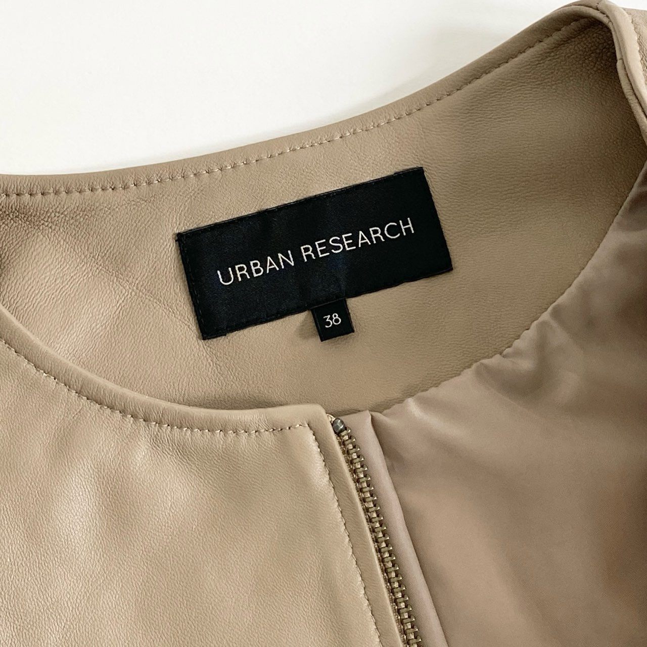 75j2 URBAN RESEARCH アーバンリサーチ ラムレザージャケット 38 ベージュ シープスキン ライダース