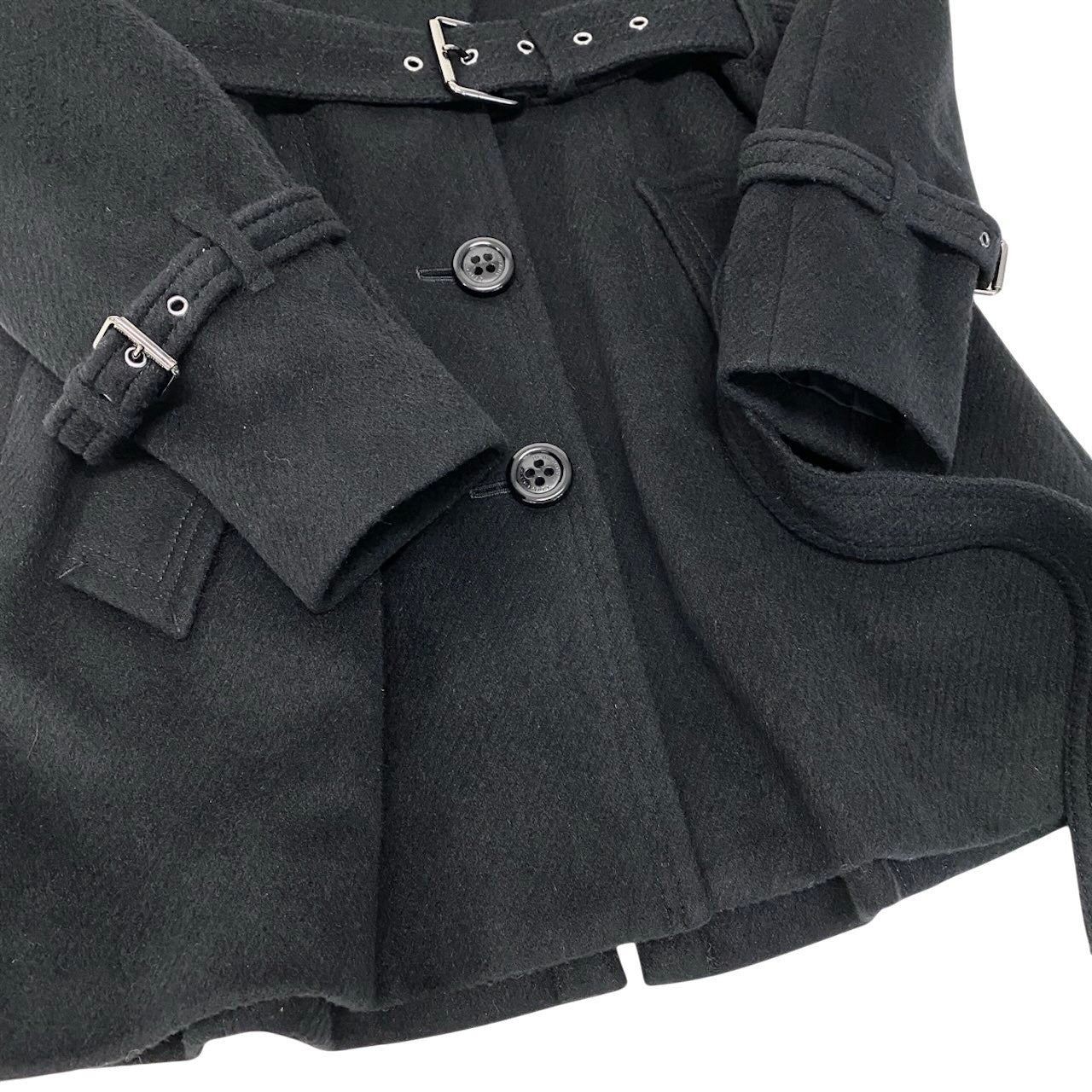 89g20 BURBERRY LONDON BLUE LABEL バーバリーロンドン ブルーレーベル ウールトレンチコート アンゴラ混 裏地ノバチェック サイズ40 ブラック レディース 女性用o07t