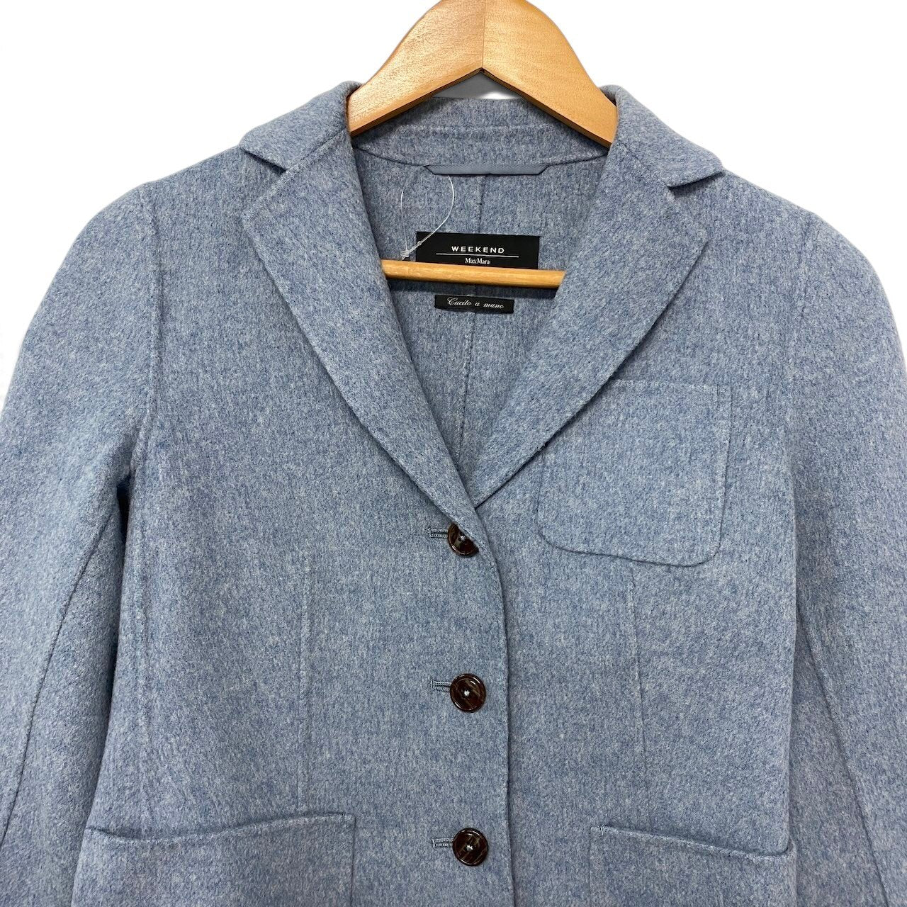 62i1 WEEKEND MaxMara ウィークエンド マックスマーラ クチートアマーノ テーラードジャケット ウールブレンド サイズ38 ブルー系 レディースu02t