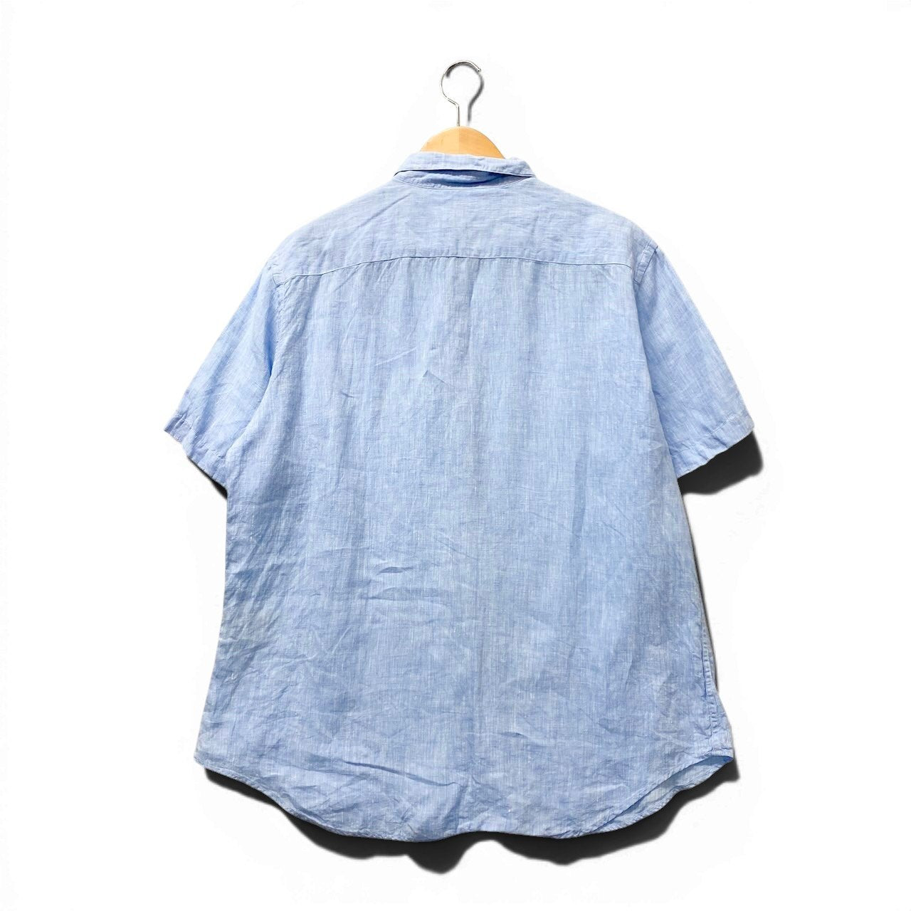 22f17 PS Paul Smith ピーエス ポールスミス カラーリネン ショートスリーブシャツ 大きいサイズ XL ライトブルー 麻100％ メンズ 紳士服o07t