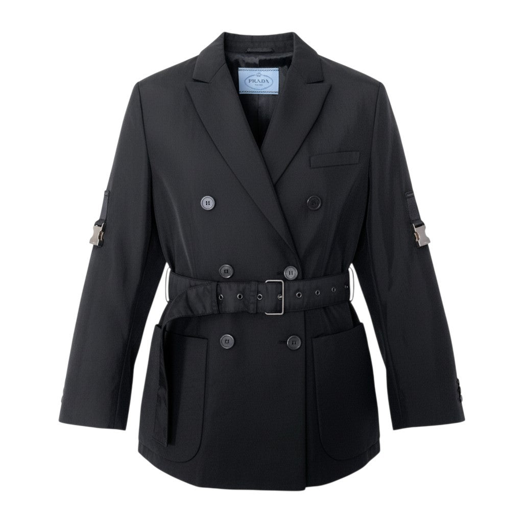 i13 PRADA 2018年 テーラードジャケット 42Sサイズ ブラック ポリアミド100％ レディース 女性用u02t