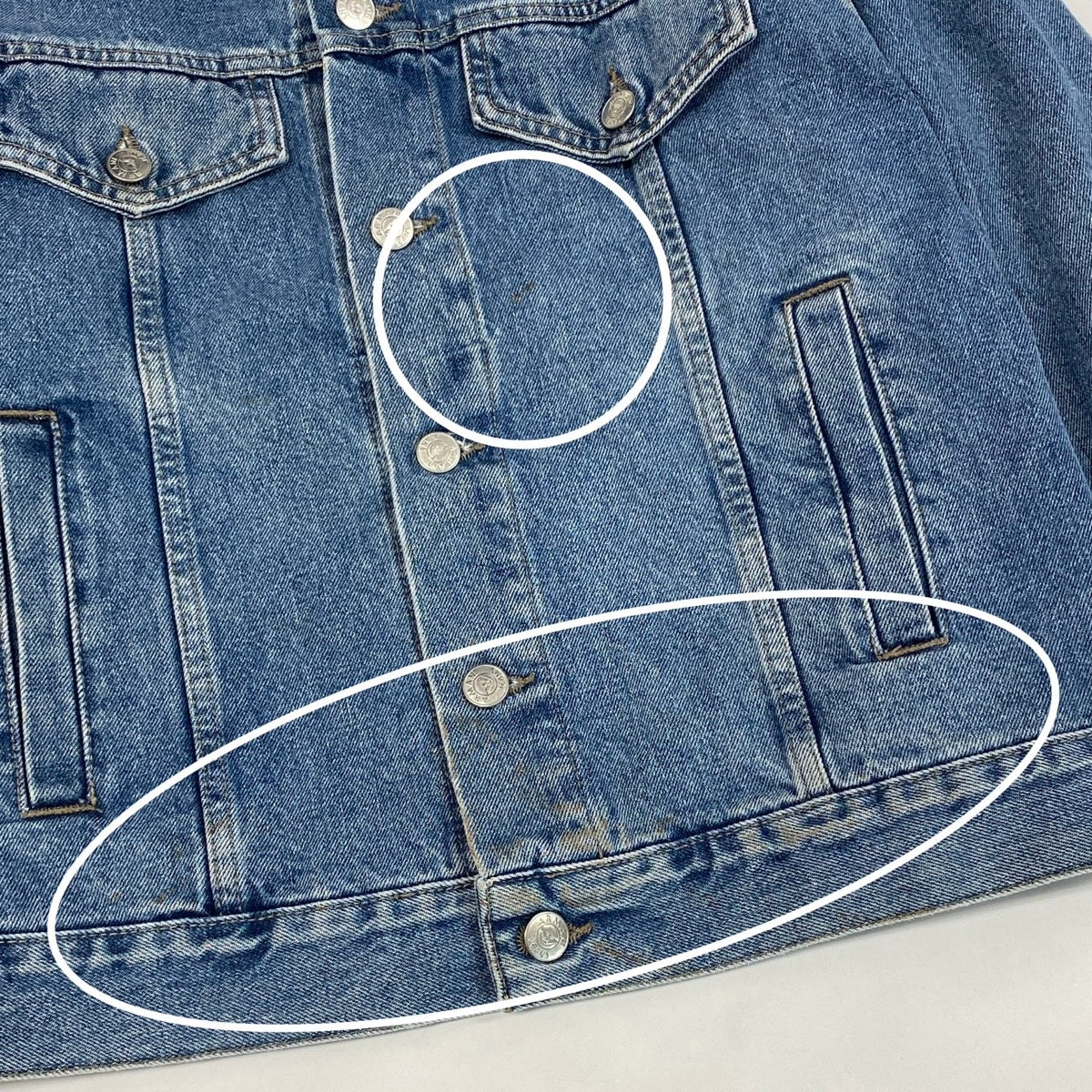 67j5 ARMANI JEANS アルマーニジーンズ 90's アーカイブ デニムジャケット メタルボタン イタリア製 50サイズ インディゴ コットン100％ メンズ 男性用u02t