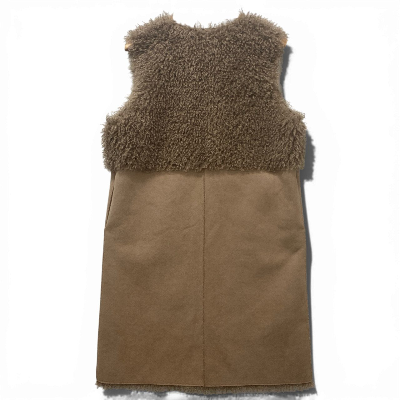 78b12 【美品】Leilian レリアン ノースリーブコート プードルファー アウター 9サイズ ベージュ ポリエステル100％ レディース 女性用u02t