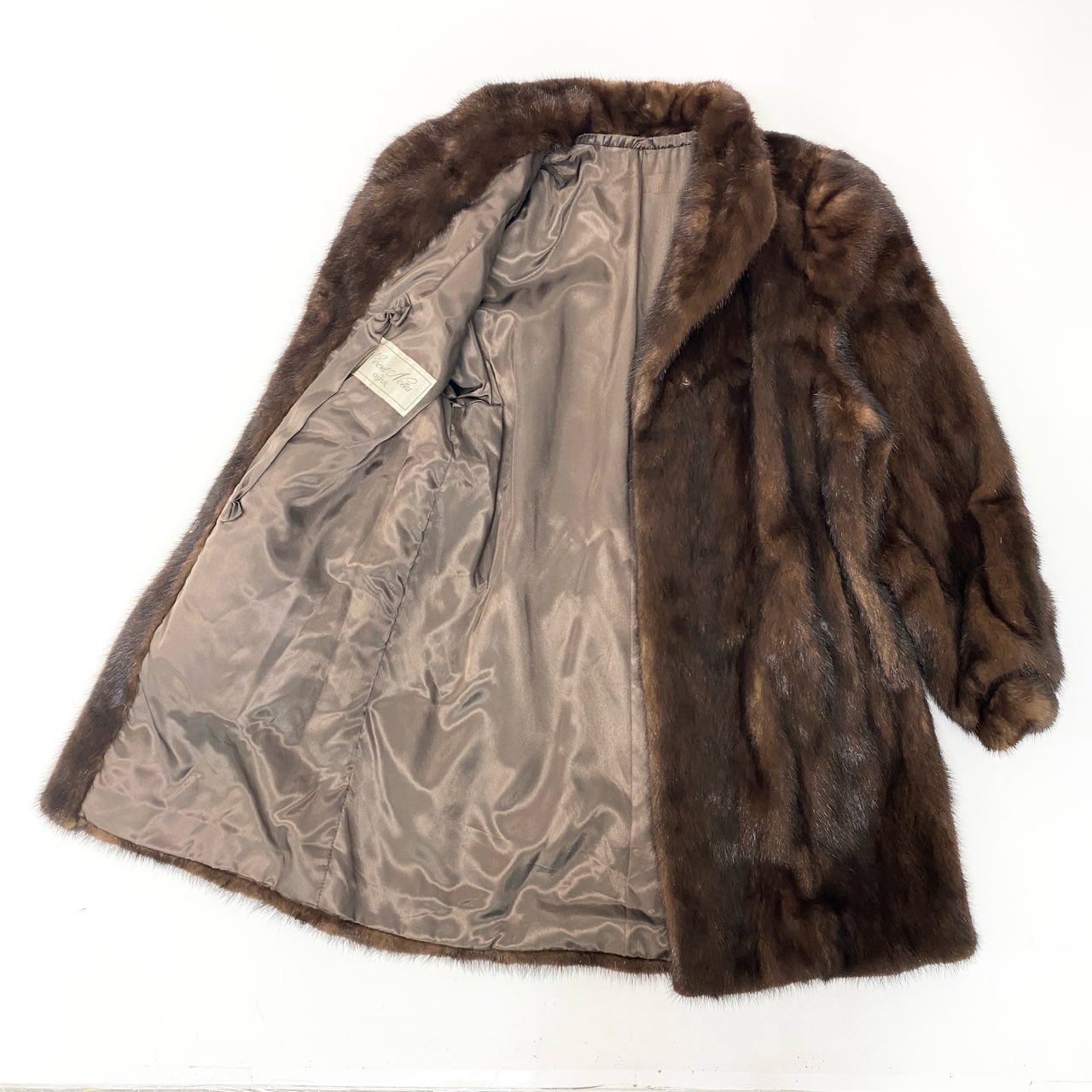 87c4 OSFUR デミバフミンク ファーコート サイズF ブラウン 本毛皮 Mink Fur Coat 毛質◎t18r