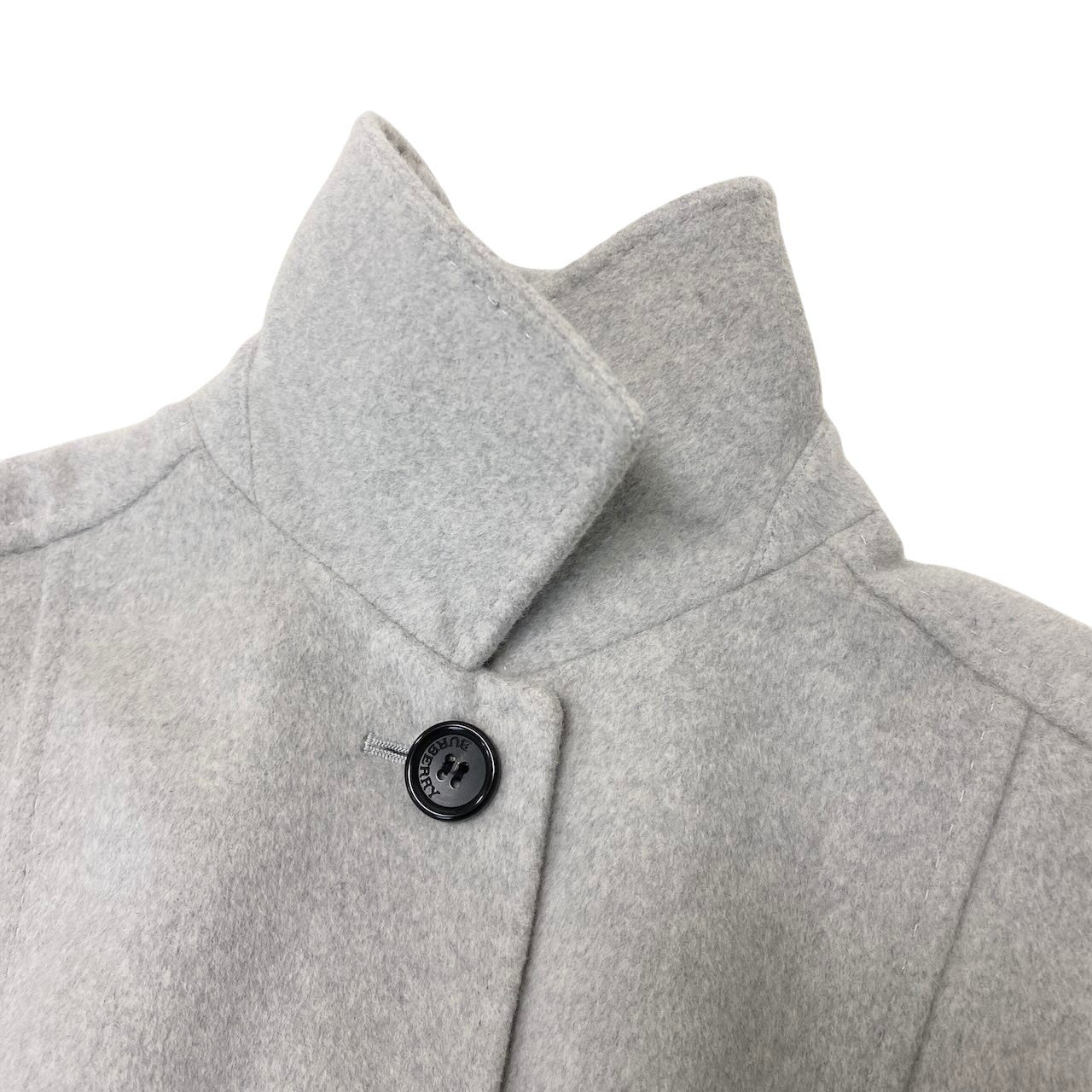 68g4 BURBERRY LONDON バーバリー ステンカラーコート ロングコート アンゴラ混 サイズ40 ライトグレー レディース 女性用o07t