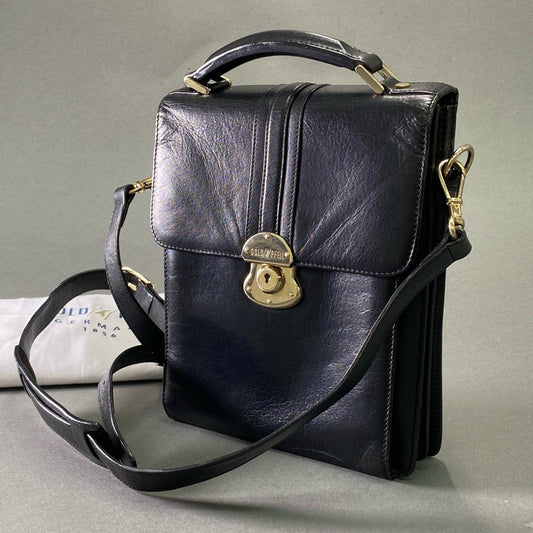 Bf6 GOLD PFEIL ゴールドファイル 2WAY レザーショルダーバッグ ブラック Leather ビジネス オフィス ハンドバッグ