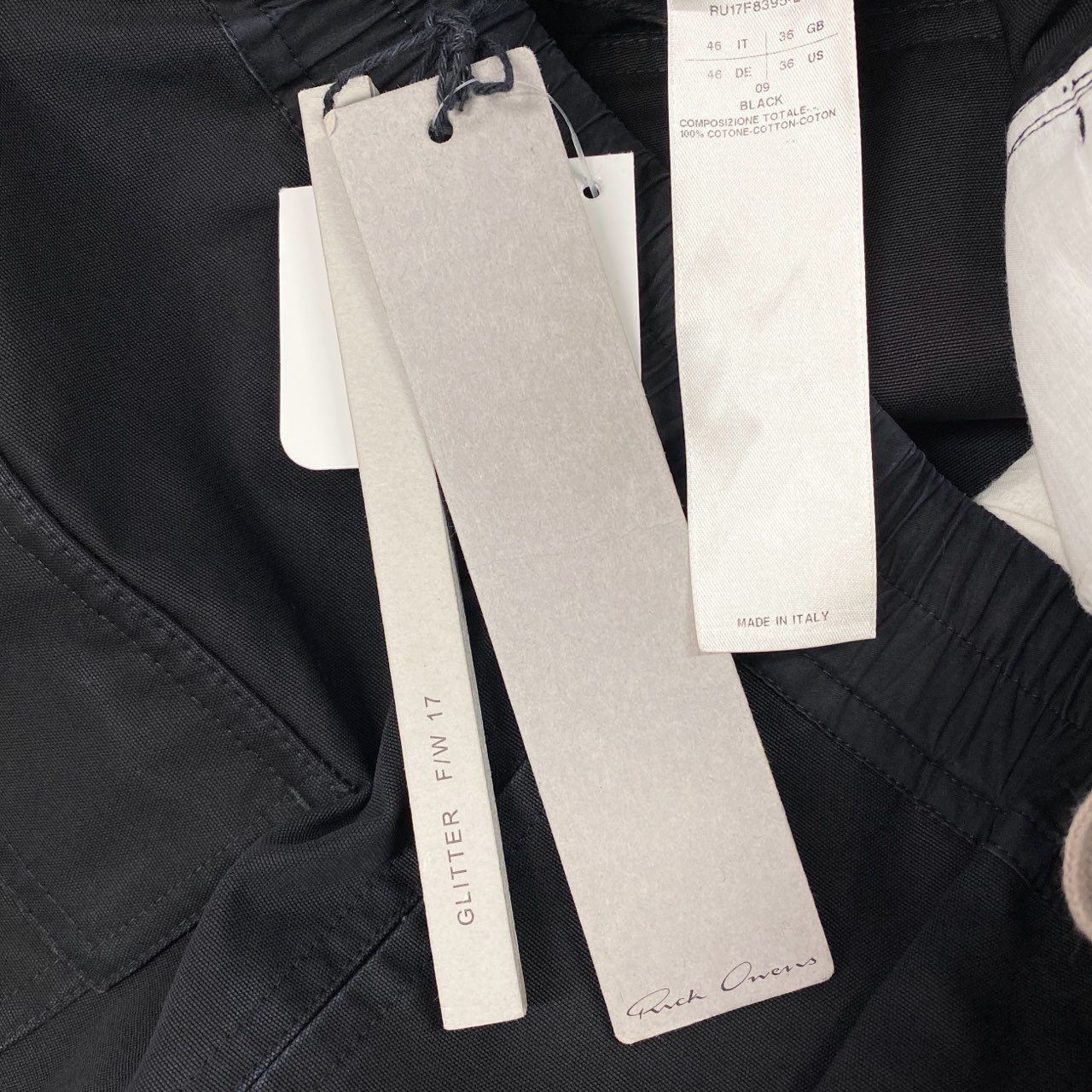 65a14【未使用タグ付】 Rick Owens リックオウエンス Astaires Cropped Pants アステアクロップドパンツ ボトムス ウエストゴム〇 イタリア製 メンズ 紳士服 46 ブラック コットン100％o07t