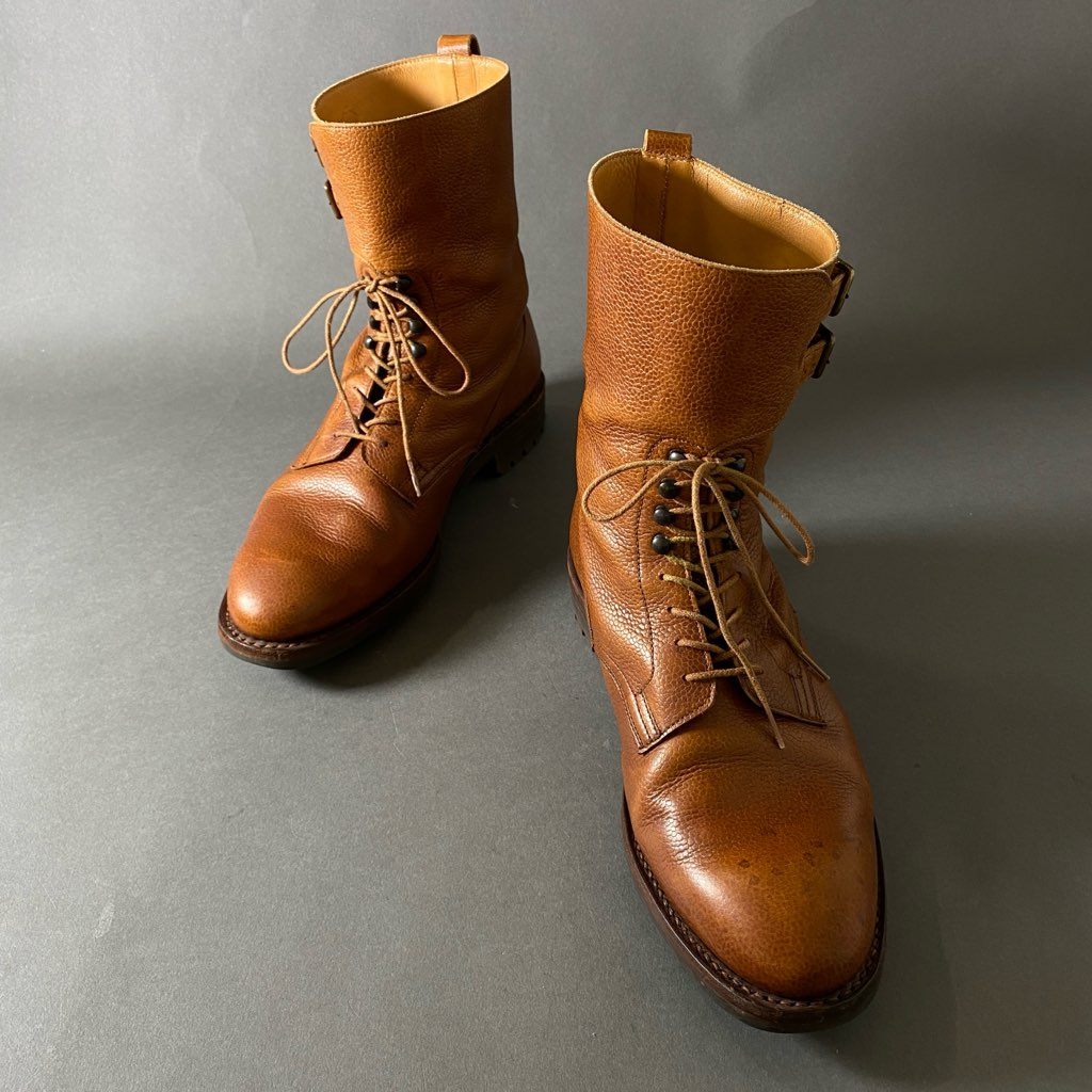 1g17 【希少モデル】CROCKETT&JONES クロケットアンドジョーンズ ユナイテッドアローズ別注 LANGDALE レースアップブーツ コンバットブーツ X11489 9E ブラウン グレインレザー メンズ