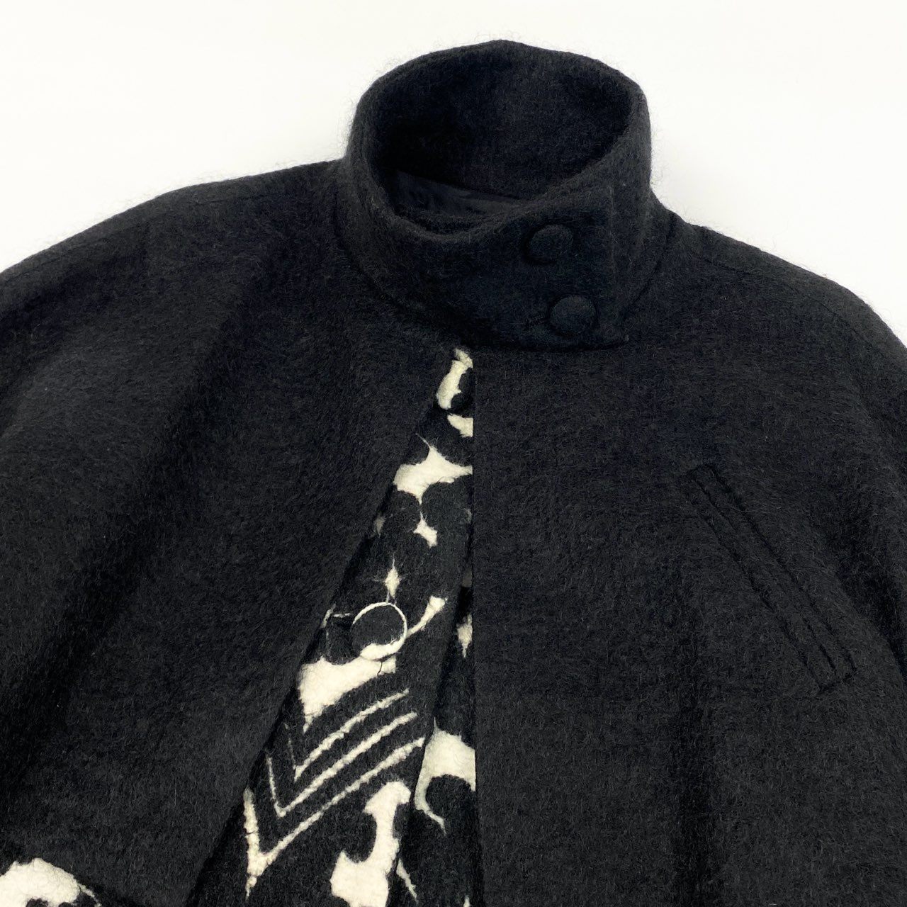 82k28 TOKUKO 1er VOL トクコプルミエヴォル ウールコート ロングコート ドッキングデザイン Aライン アウター 9 ブラック レディースu02t