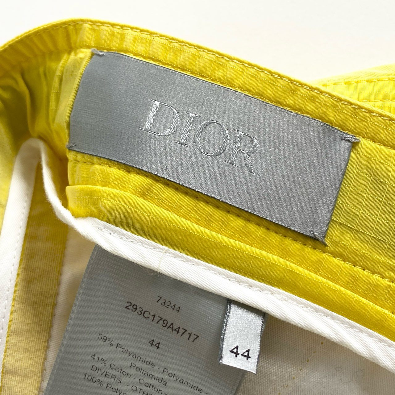 82h13 DIOR HOMME ディオールオム 22SS ロゴバックル バックロゴ ナイロンショーツ ショートパンツ ハーフパンツ 293C179A4717 サイズ44 イエロー メンズ 国内正規