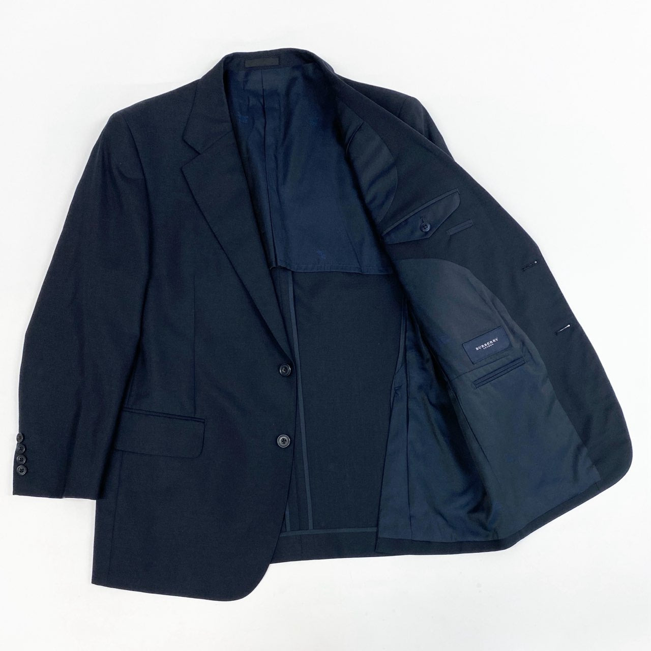 36l24 BURBERRY バーバリー スーツセットアップ  テーラードジャケット シングルジャケット スラックス  BB5サイズ ネイビー メンズo07t