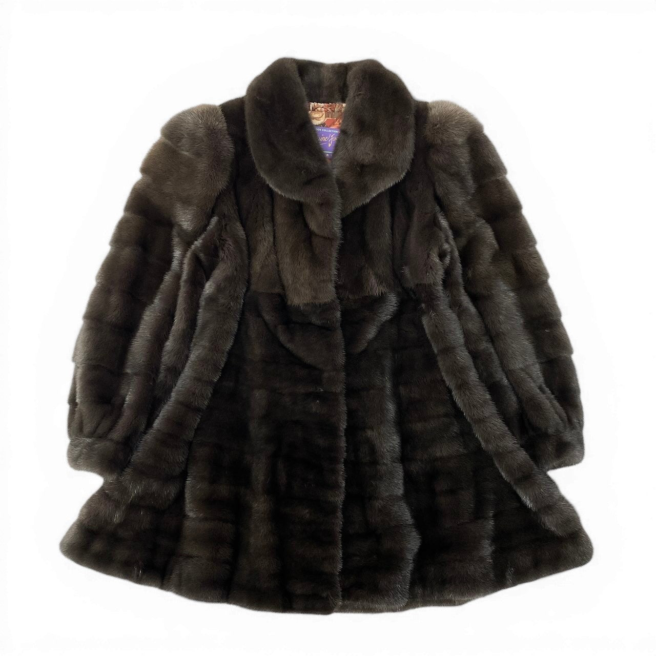 14d13 Genuine Fur SAGA MINK サガミンク 金サガ ミンクファー ロングコート サイズF ブラウングレー 最高級本毛皮 Mink Fur Long Coatt18r