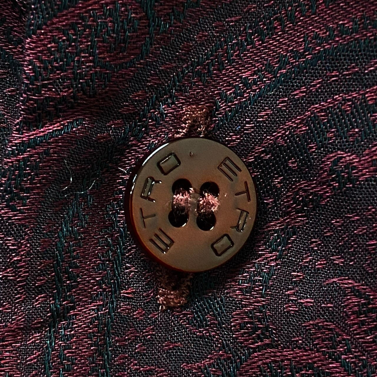 73e18 ETRO エトロ ロングスリーブシャツ ペイズリー柄 総柄 イタリア製 48サイズ パープル メンズ 男性用u02t
