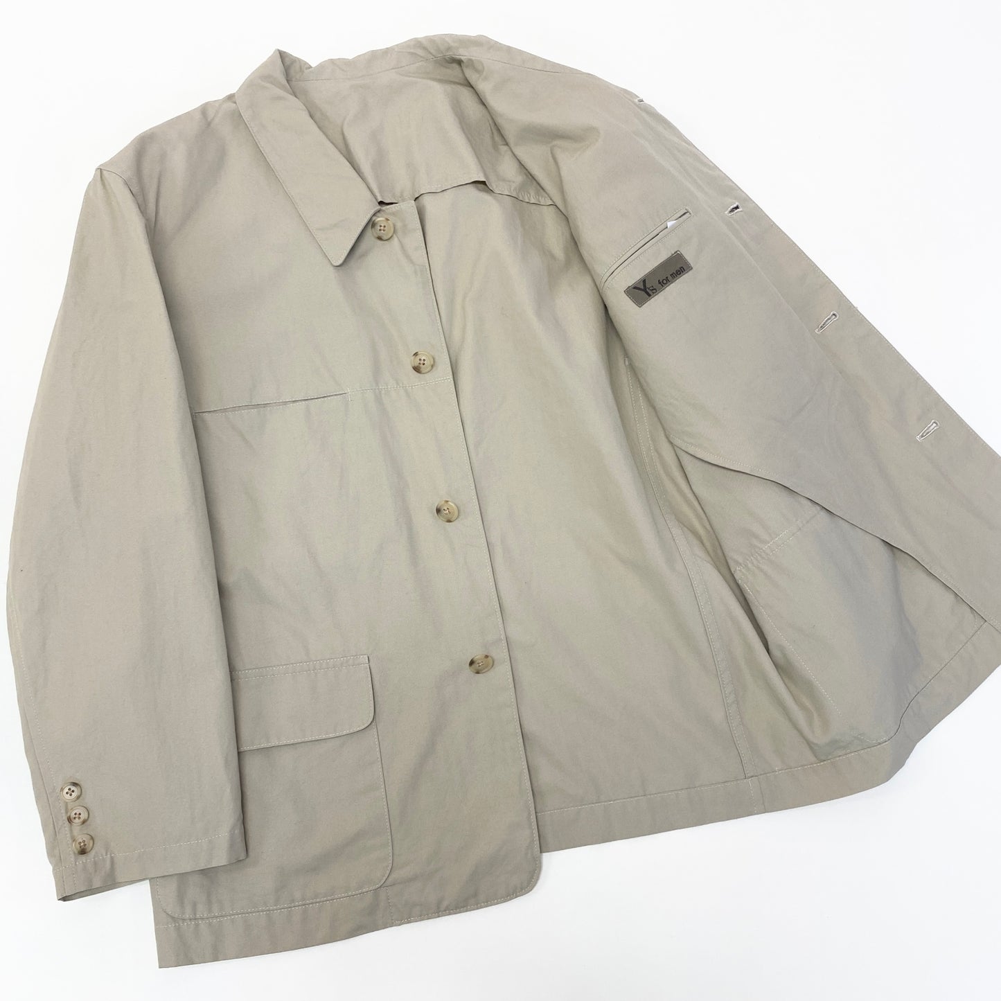 e27 Y`s for men ワイズフォーメン 80`s シャツジャケット 4ポケット ベージュ コットン100％ メンズ 紳士服k02i