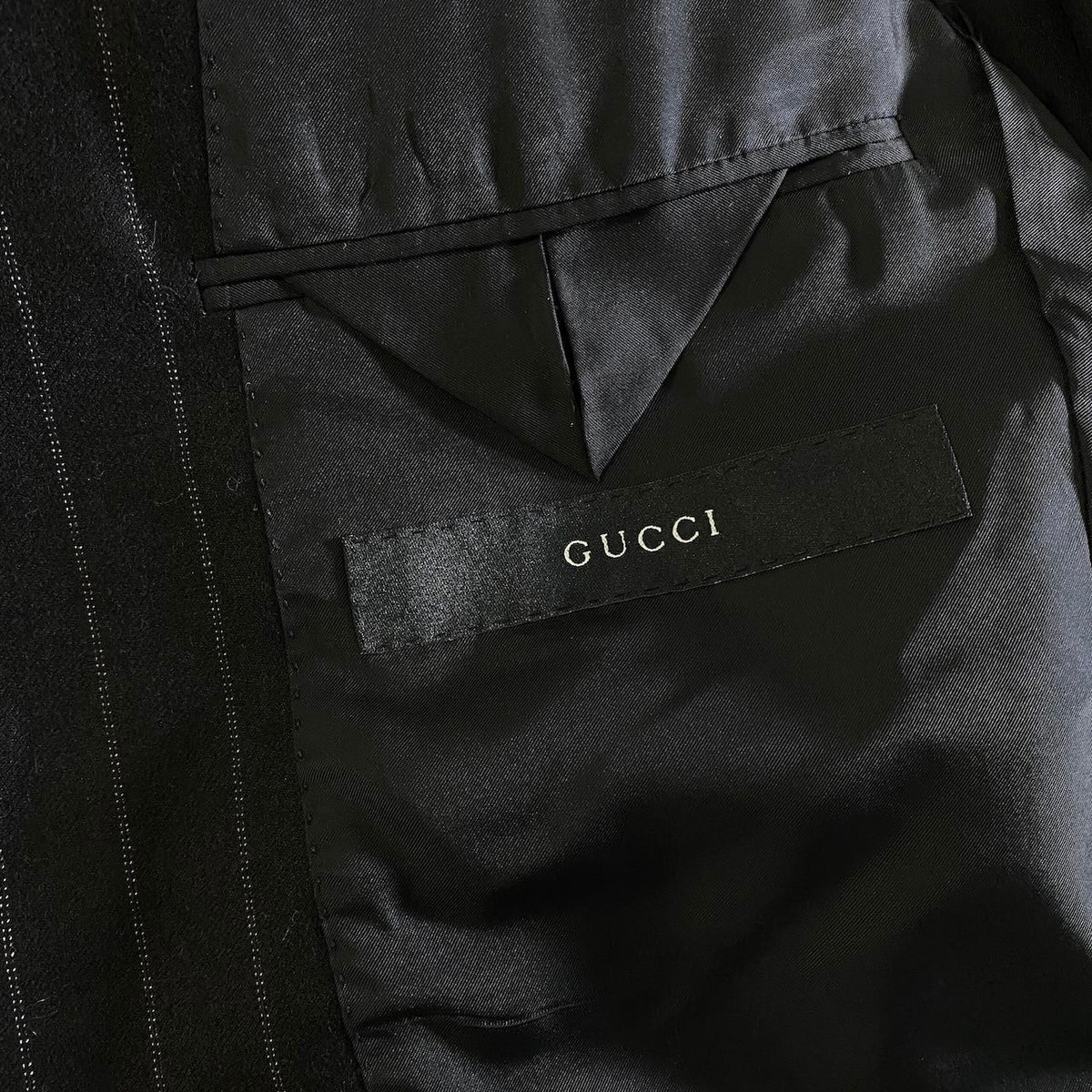 93j23 GUCCI グッチ フリーダ期 セットアップ シングルスーツ 3B ストライプ柄 サイズ46 ブラック ウール100 メンズ 紳士服o07t
