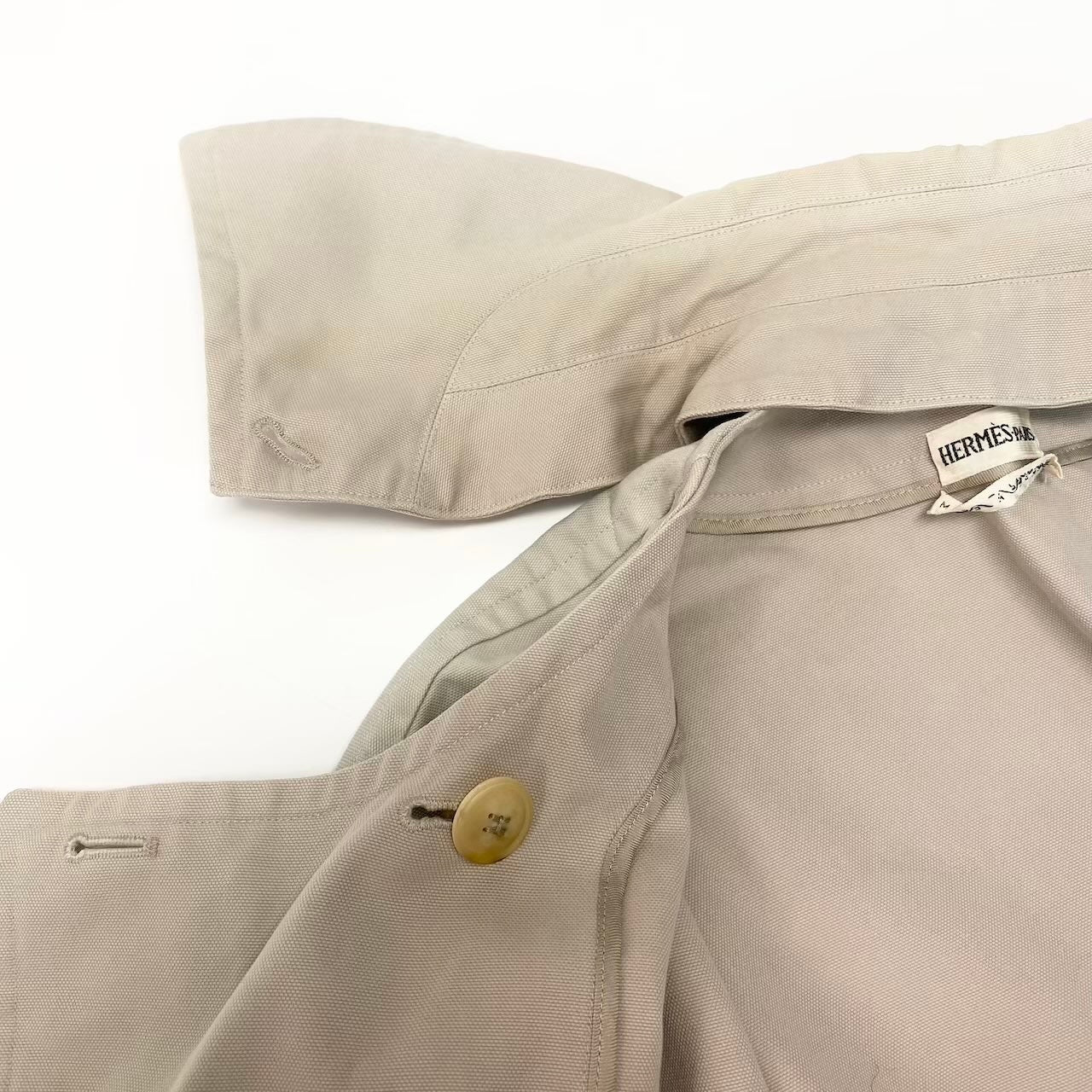 62e12 HERMES エルメス マルジェラ期 トレンチコート コットンジャケット フランス製 40サイズ ベージュ コットン100％ メンズ 男性用k02i