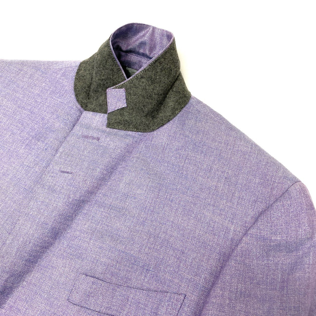 67L1 《美品》 mila schon ミラショーン テーラードジャケット シルクジャケット 背抜き シングル 2B メンズ 紳士服 48 パープル 絹100％u02t