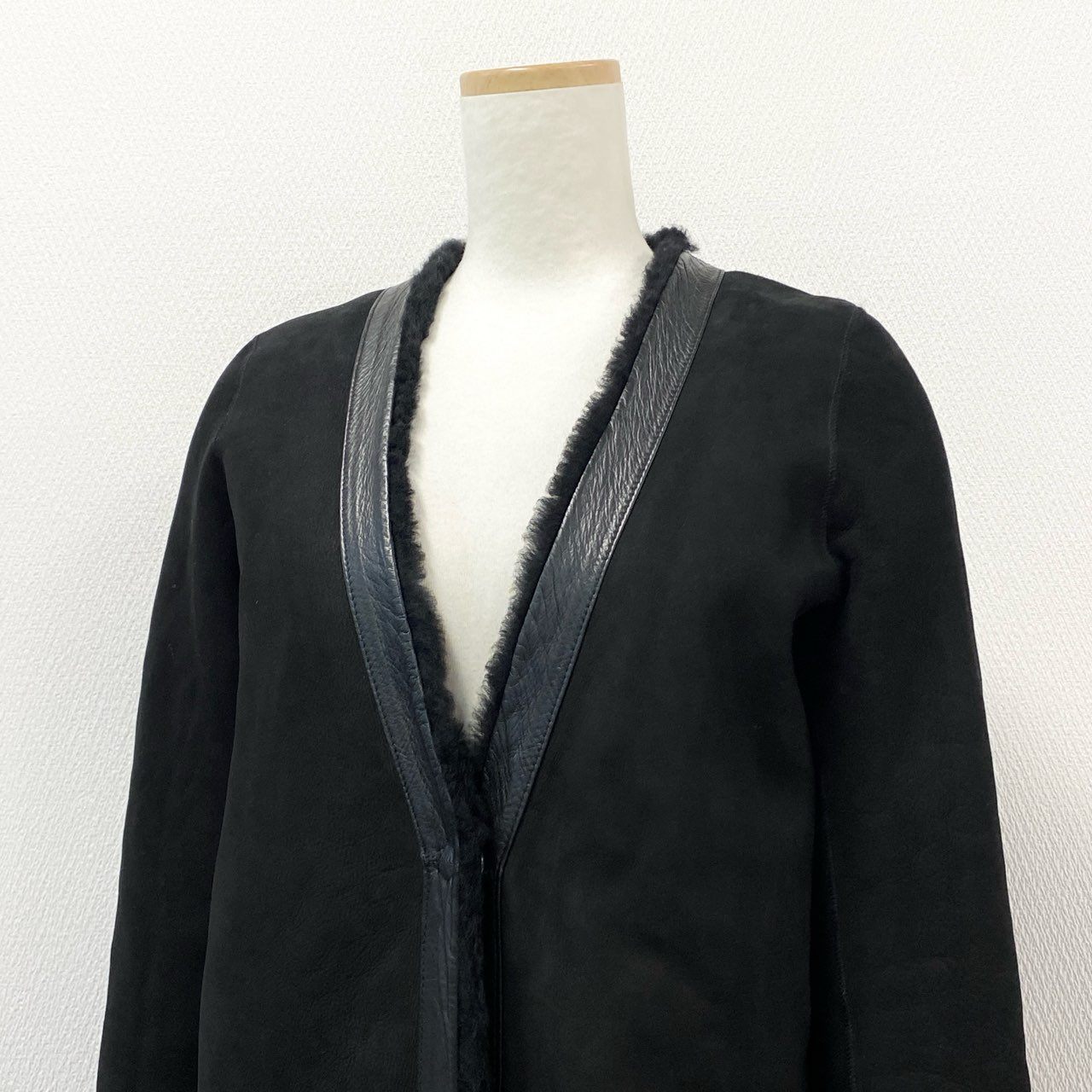 65g18 《美品》 KARL DONOGHUE カールドノヒュー ムートンコート S ブラック ラムレザー シープスキン 英国製