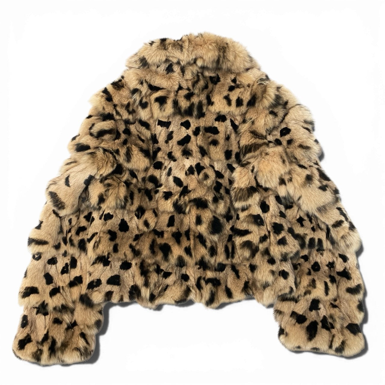 43c2 epolene ブルーフォックス レオパード染め ファーコート サイズ9AR 茶系 本毛皮 Fox Fur Leopard Coatt18r