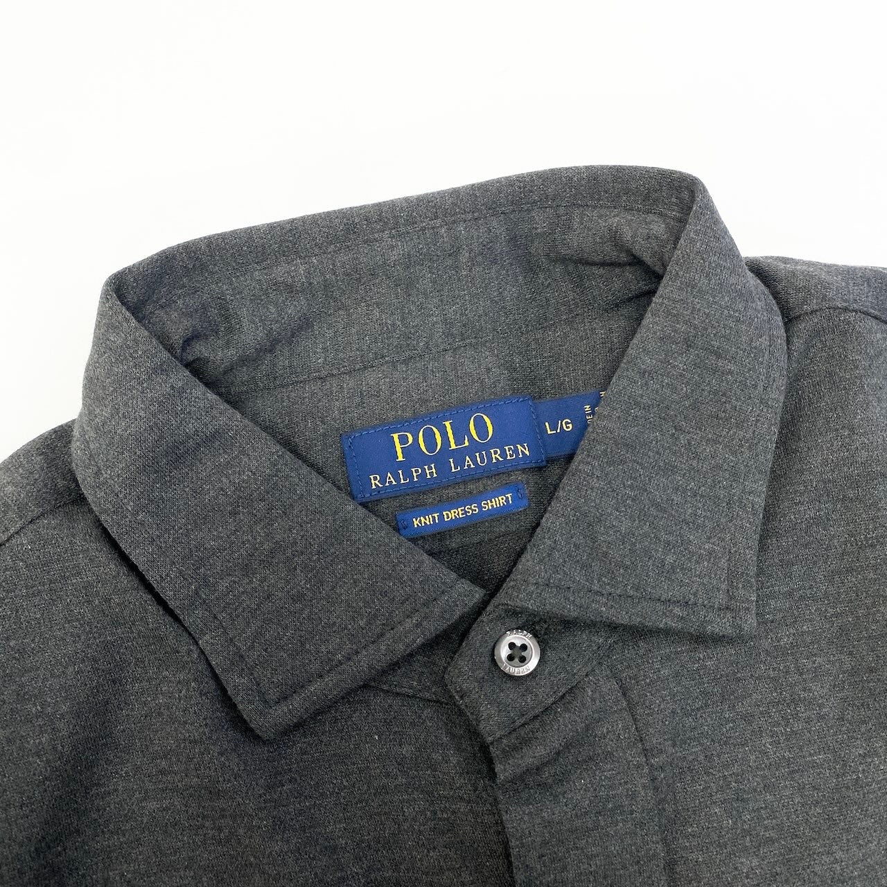 20d30 POLO RALPH LAUREN ポロラルフローレン KNIT DRESS SHIRT ニットドレスシャツ ロングスリーブシャツ ポニー刺繍 サイズL/G ダークグレー コットン100％ メンズ 紳士服u02t