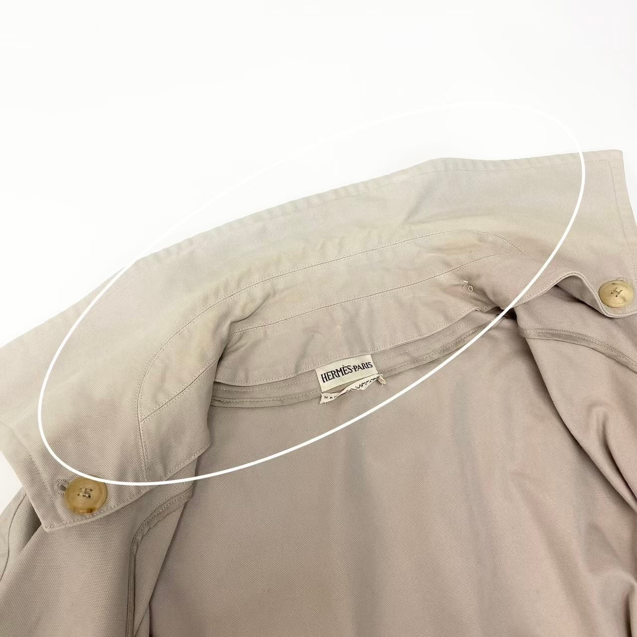 62e12 HERMES エルメス マルジェラ期 トレンチコート コットンジャケット フランス製 40サイズ ベージュ コットン100％ メンズ 男性用k02i