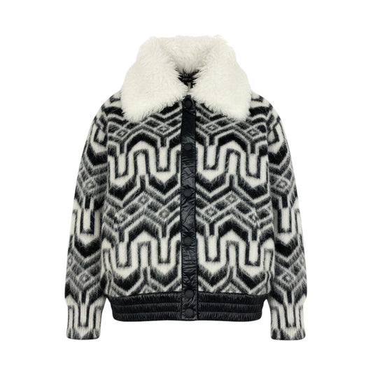Ii4 【未使用タグ付】 MONCLER モンクレール 2022AW GRENOBLE APRES-SKI カーディガン ニットジャケット H20989B00002 M2085 サイズS ブラック ホワイト レディースk02i
