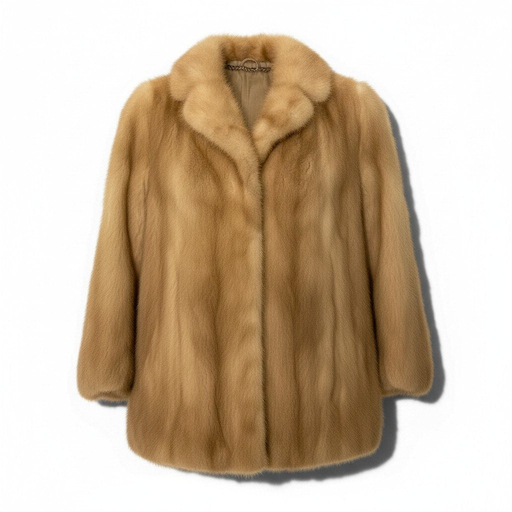 44a15 パステルミンク ファーコート サイズ11 茶系 本毛皮 Pastel Mink Fur Coat ポケット有t18r