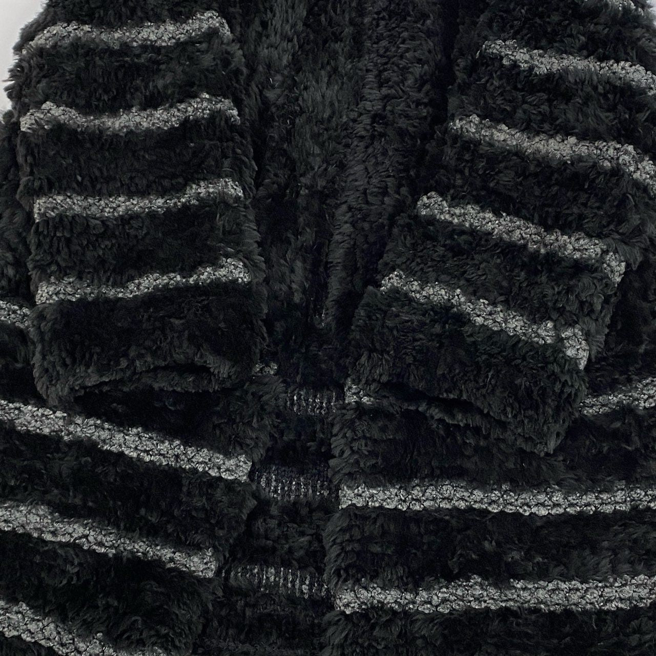 44k14 Erom Roche エロムロシェ ヌートリア ファーコート 毛皮コート 装飾ボタン ボーダー 11号 ブラック グレー レディースu02t