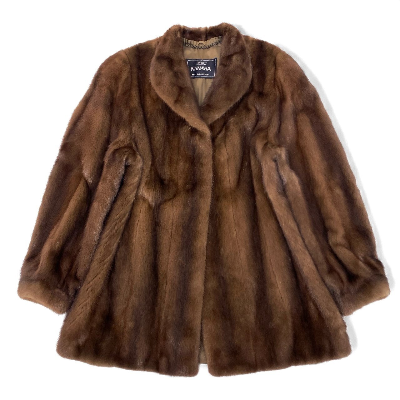 10k11 NANAWA FUR SAGAMINK サガミンク ミンクコート 毛皮コート サイズ11号 ブラウン デミバフミンク レディースk02i