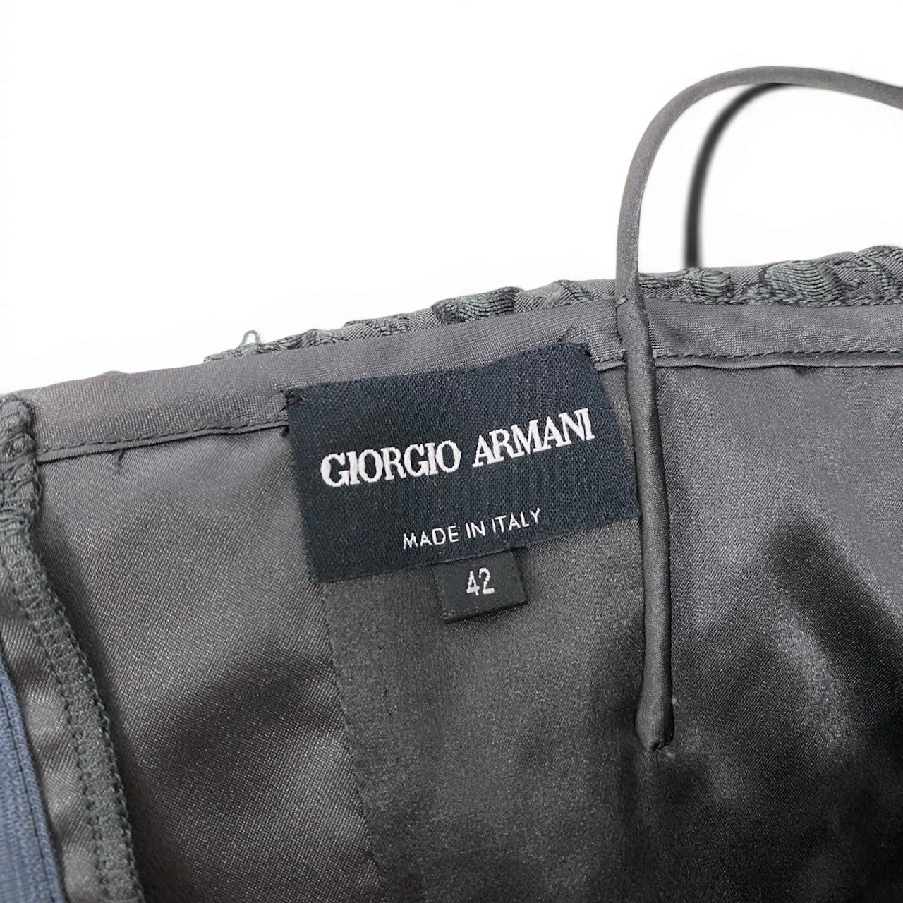 89g20 GIORGIO ARMANI ジョルジオアルマーニ キャミソール トップ 立体刺繡 サイズ42 ダークグレー レディースu02t