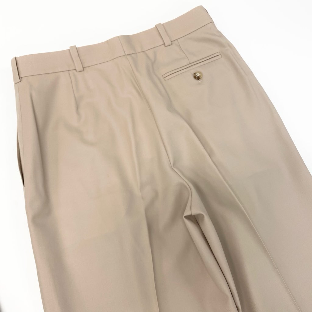 5a9 HERMES エルメス マルジェラ期 Hボタン スラックス パンツ ボトム フランス製 38サイズ ベージュ ウール100％ レディースu02t