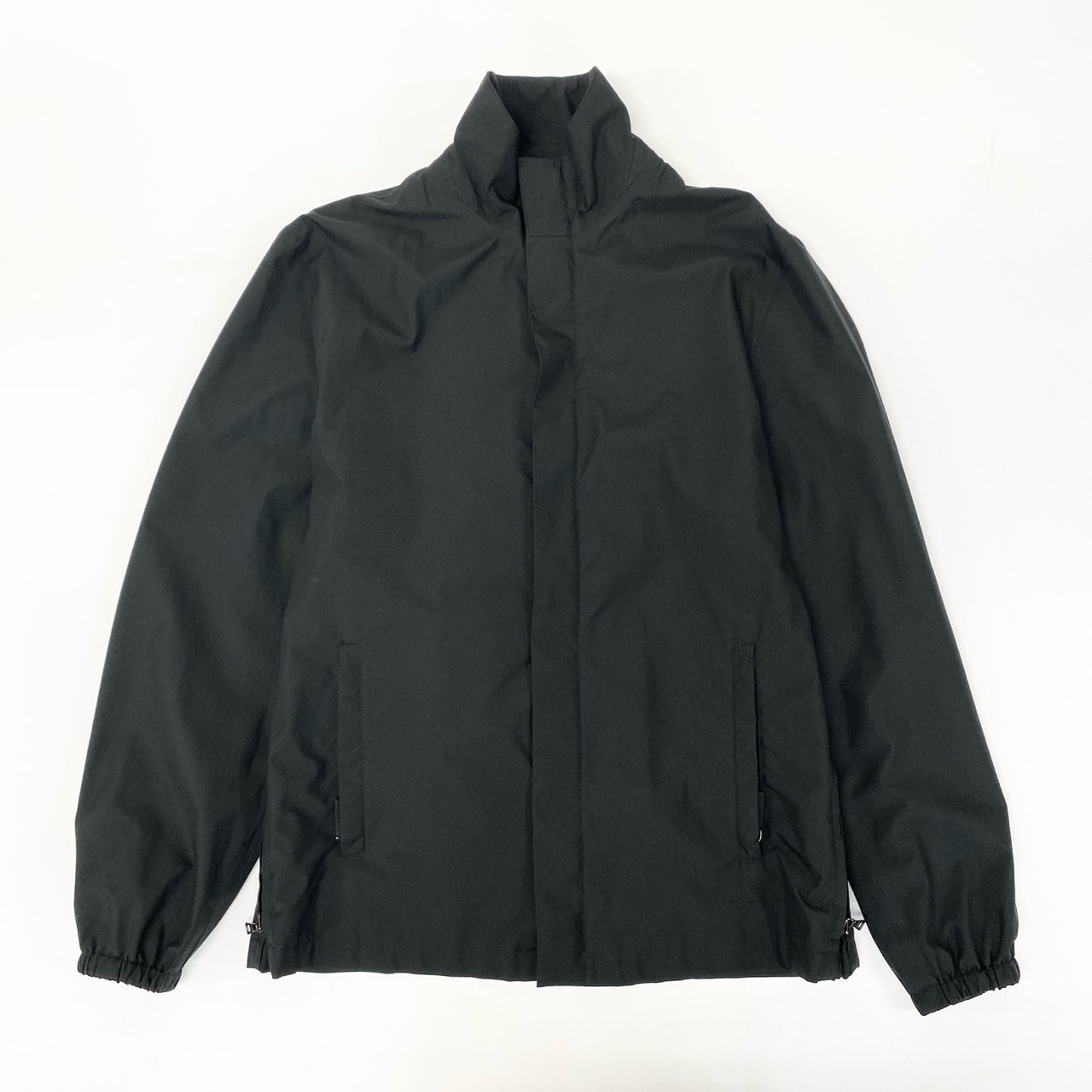 53j28《美品》 PRADA SPORT プラダ スポーツ 00s 袖ロゴ フルジップ ナイロンジャケット SGV84B 48 ブラック フード付 Y2K Vintage ヴィンテージt18r