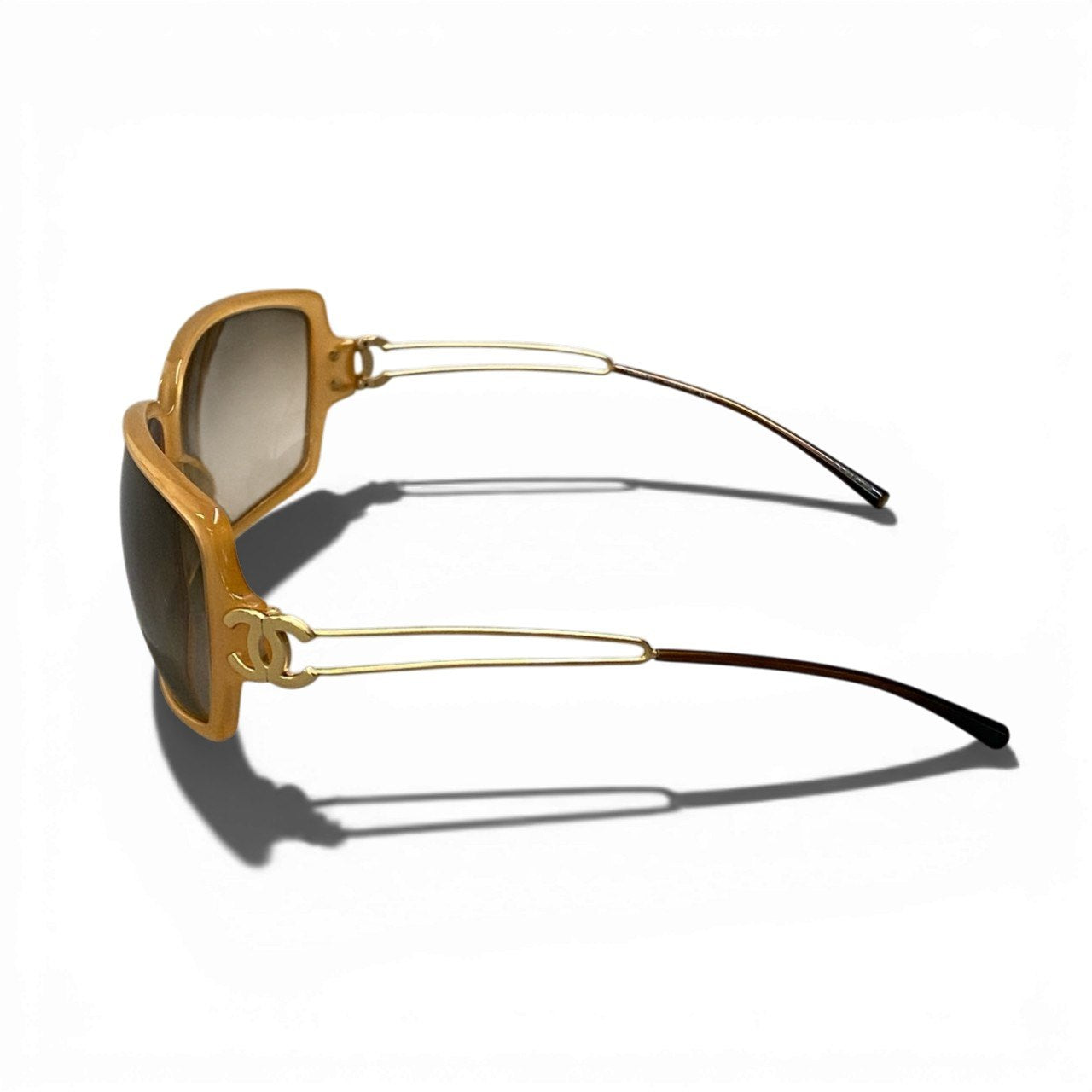 b15 CHANEL シャネル ココマーク サングラス アイウェア 5037 63□16 ベージュ系 レディースta1