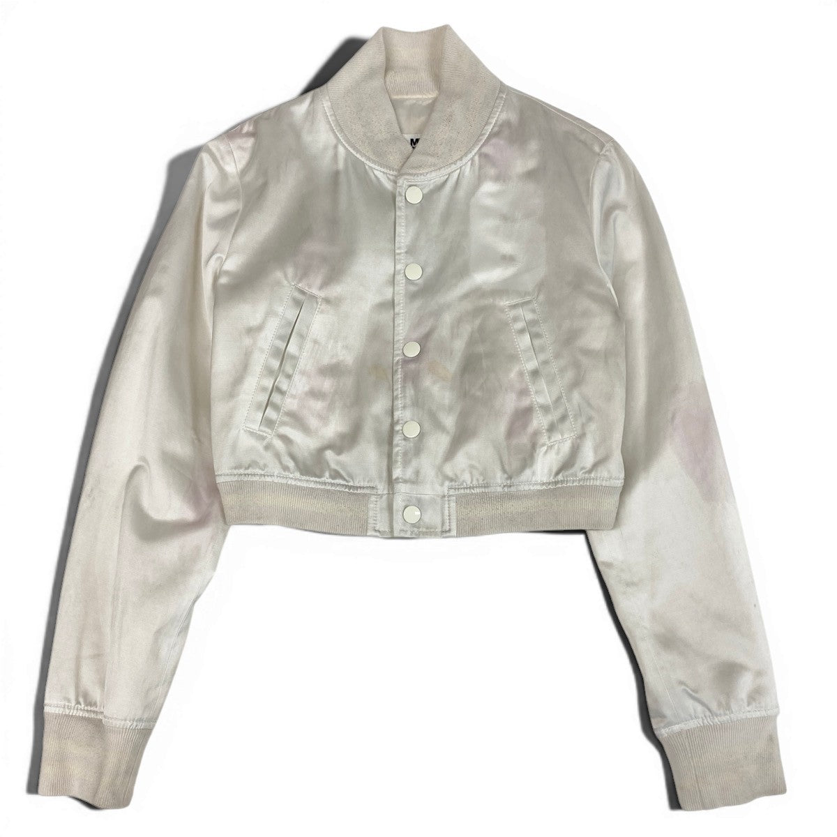 Af29 MM6 Maison Margiela マルタンマルジェラ スタジャン ヴィンテージ加工 アウター ジャケット サテン イタリア製 レディース 女性用 S62AN0088 38 オフホワイトu02t