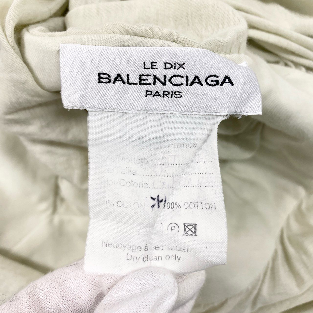 Ac2　Vintage BALENCIAGA バレンシアガ LE DIX 変形カットソー ロングスリーブ トップス S アイボリー コットン レディースu02t